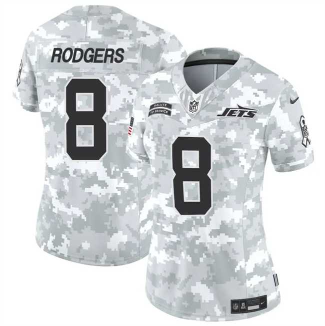Women%27s New York Jets #8 Aaron Rodgers 2024 F.U.S.E Arctic Camo Salute To Service Limited Stitched Jersey Dzhi
